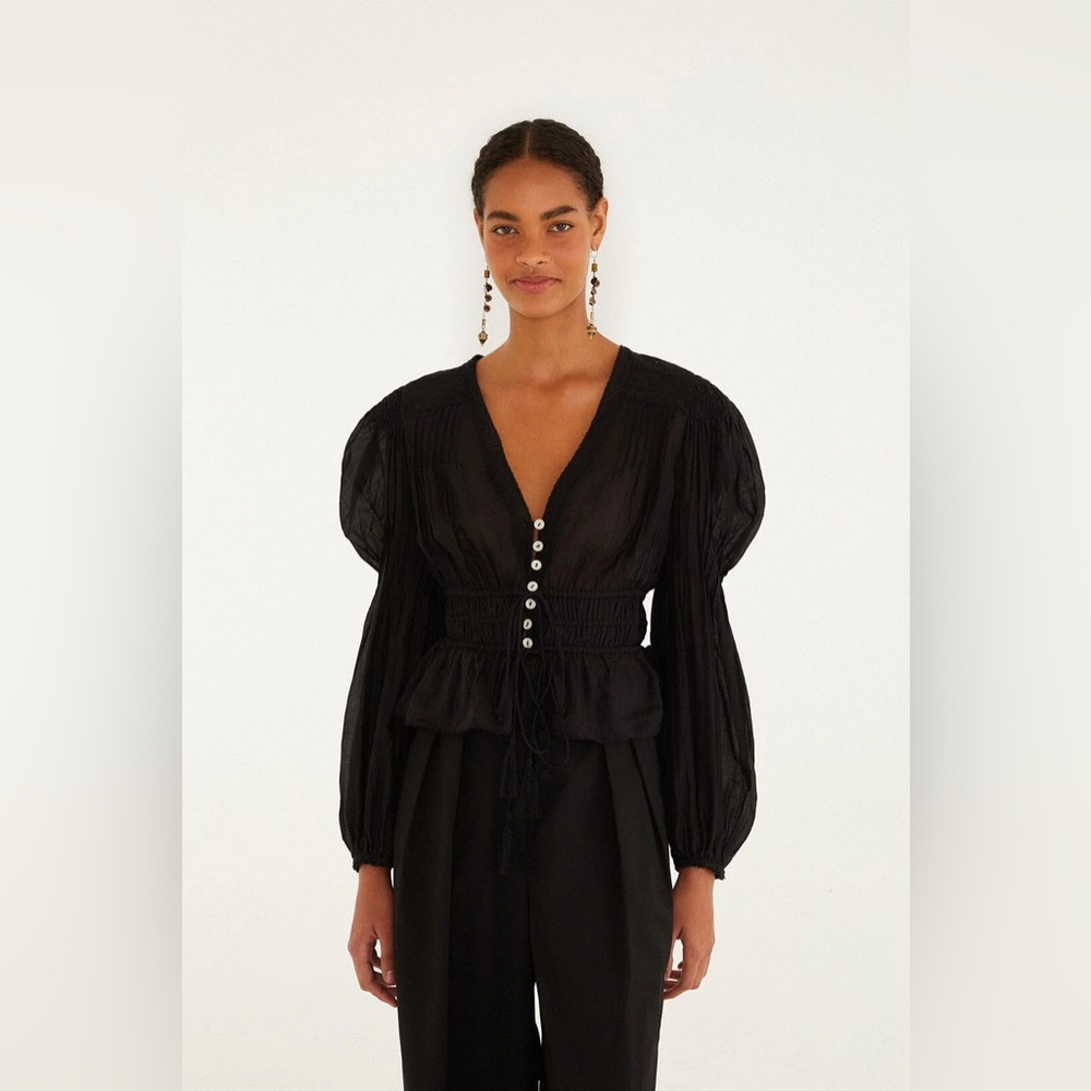 FARM RIO Black Long Sleeve Blouse